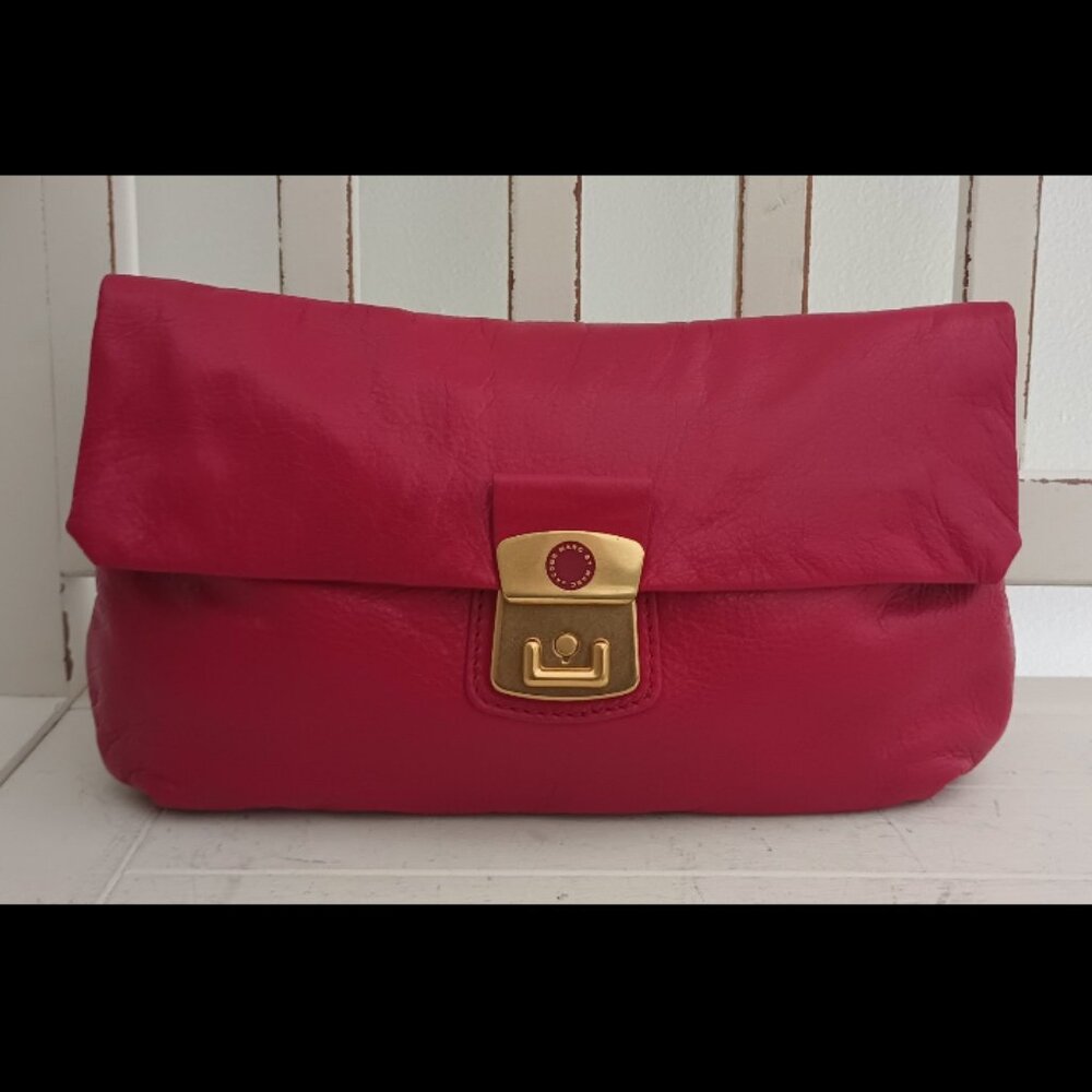 Marc Jacobs Leather Clutch Handbag Red